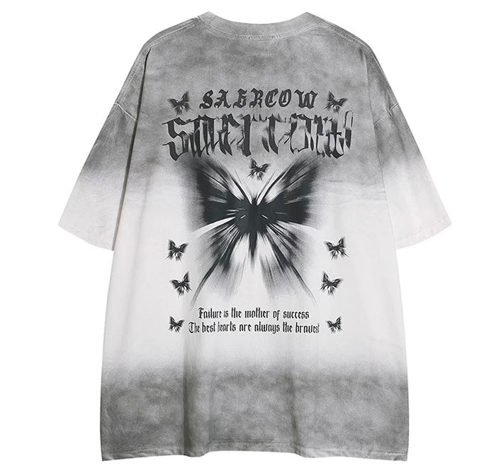 Oversized Retro Butterfly Graphic Front BackTee