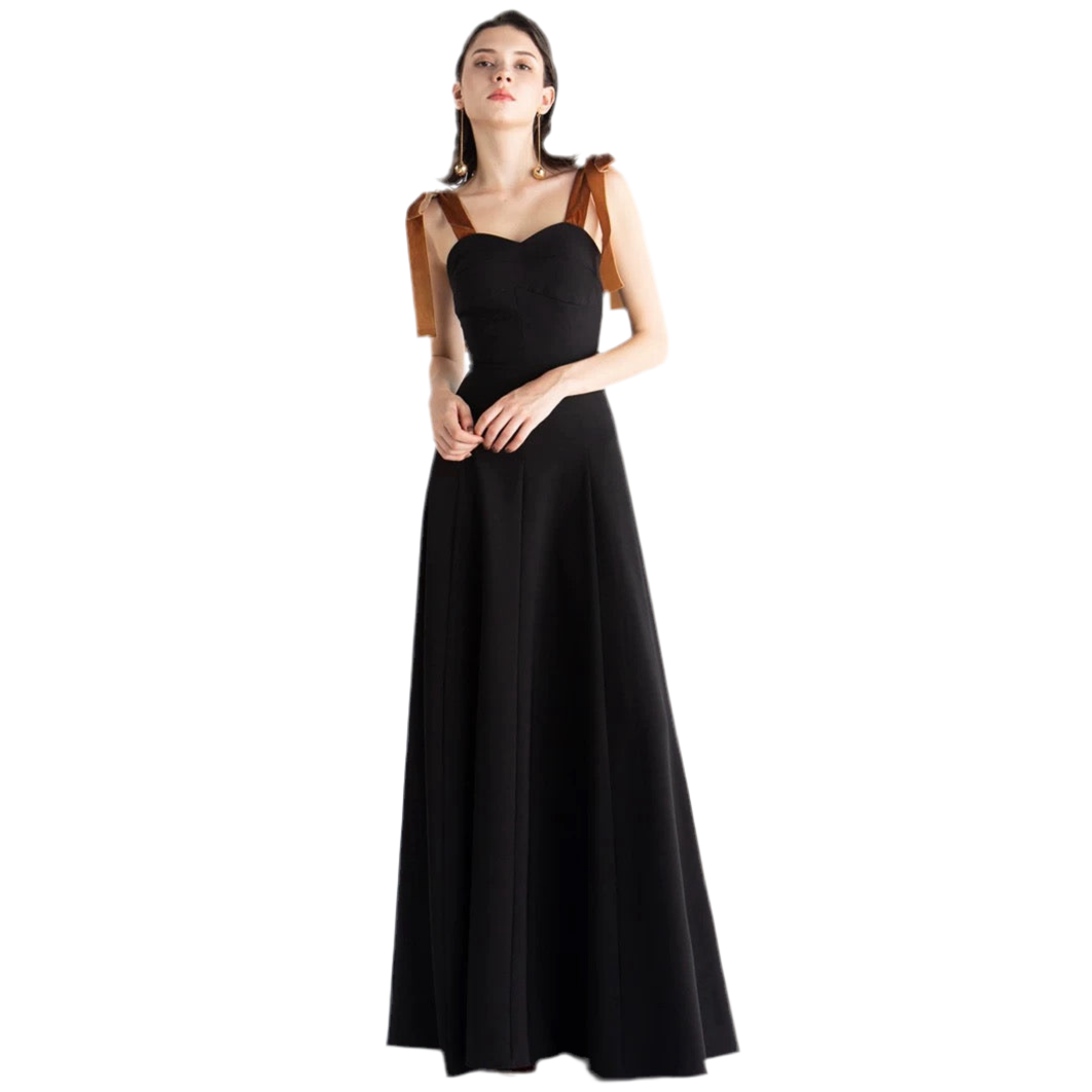 Shoulder Tie Grace Black Gown