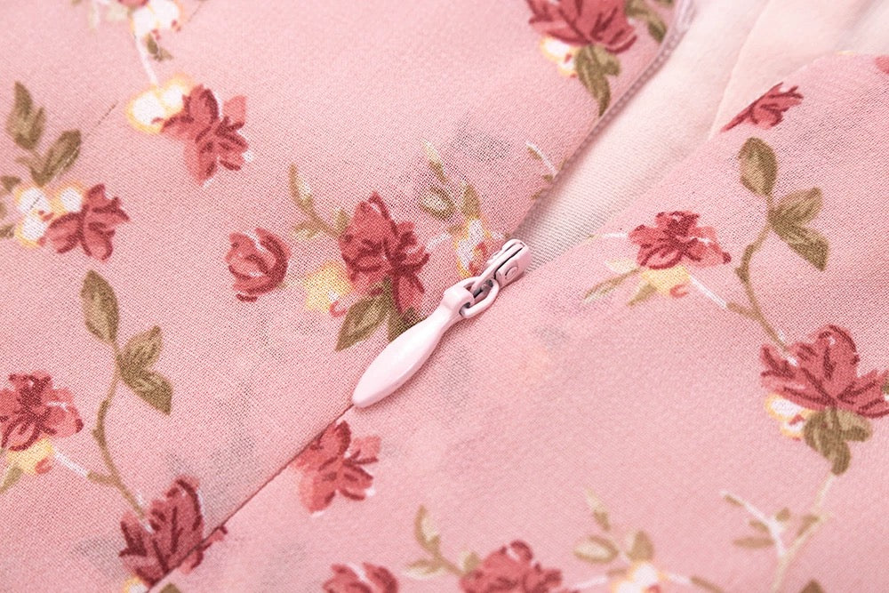 High-Waisted Floral Ruffle Dress