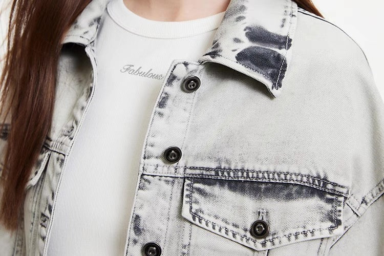 Distressed Denim Jacket & Skirt Set