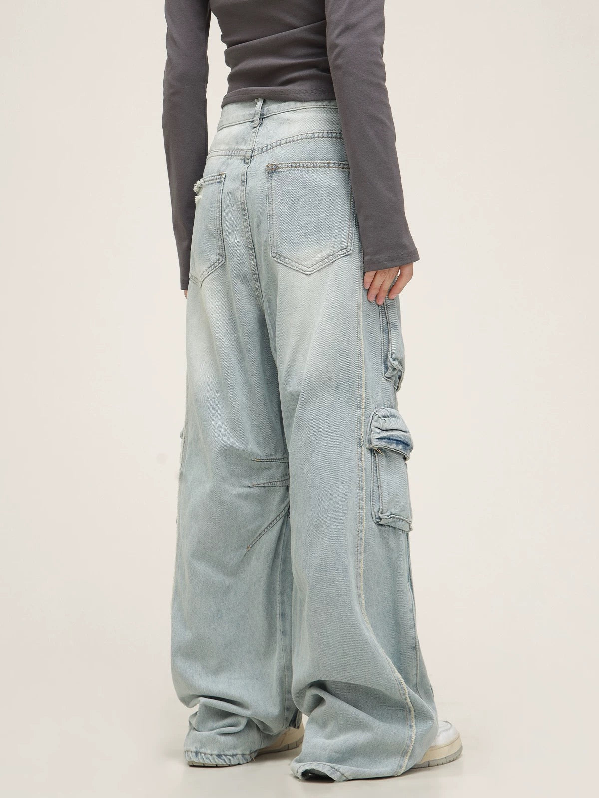 Unisex Multi-Pocket Ripped Cargo Pants