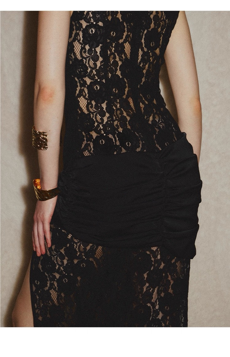 Lace Cutout Cheongsam Party Dress