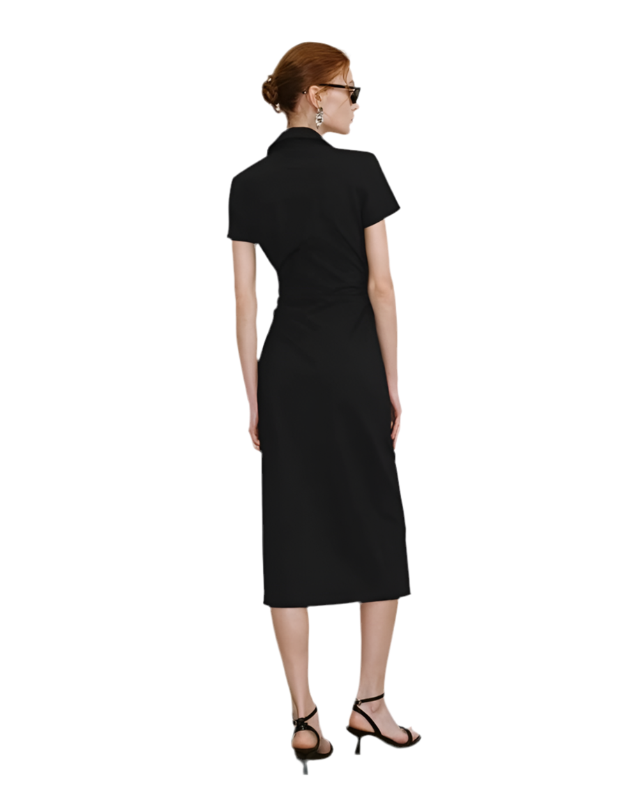 Waist-Defining Pleated Midi Dress
