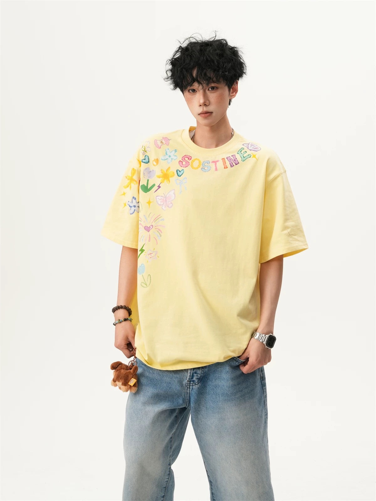Cartoon Graffiti Couple Tee Summer Casual