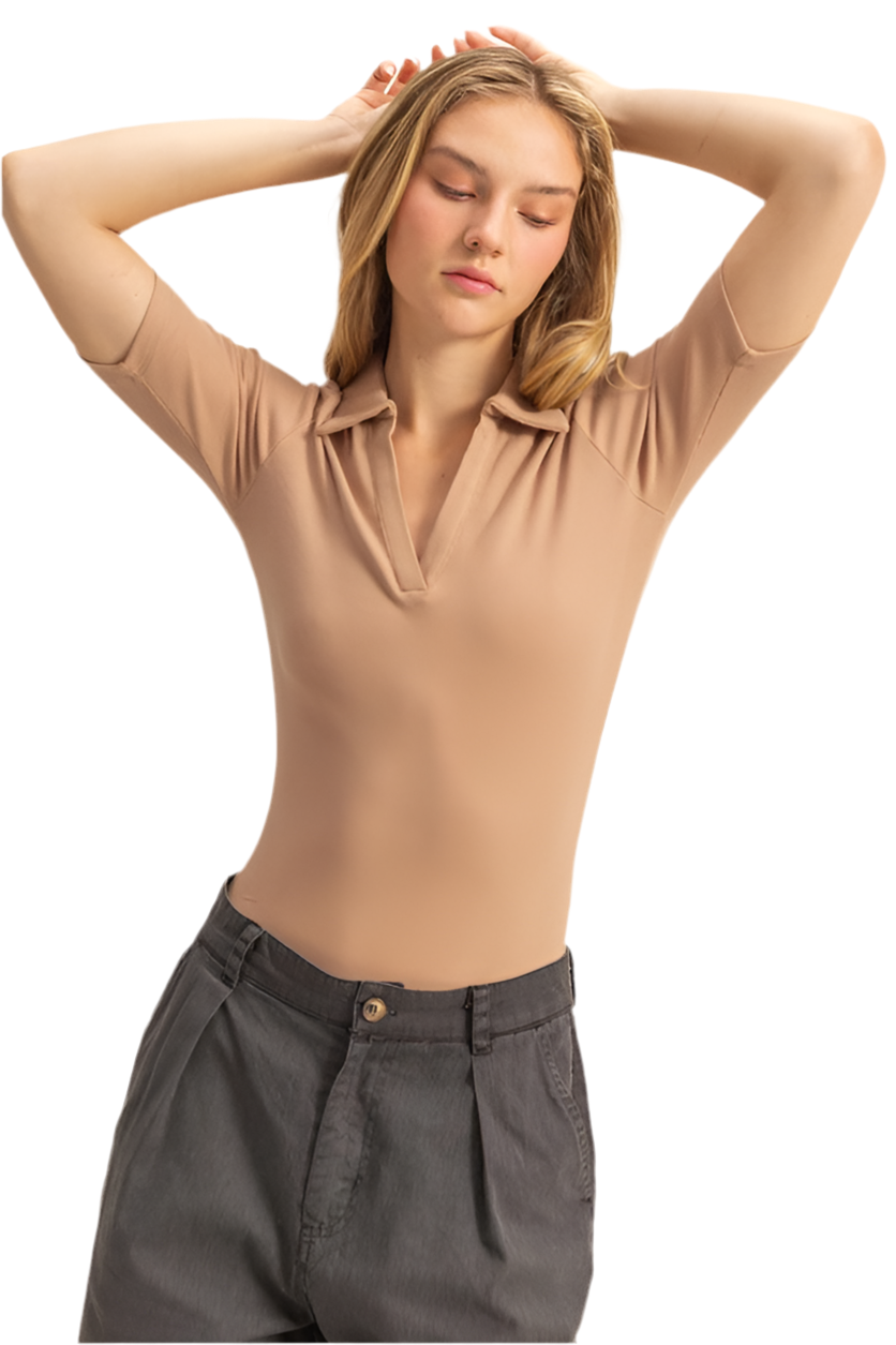 Chic Polo Short Sleeve Bodysuit
