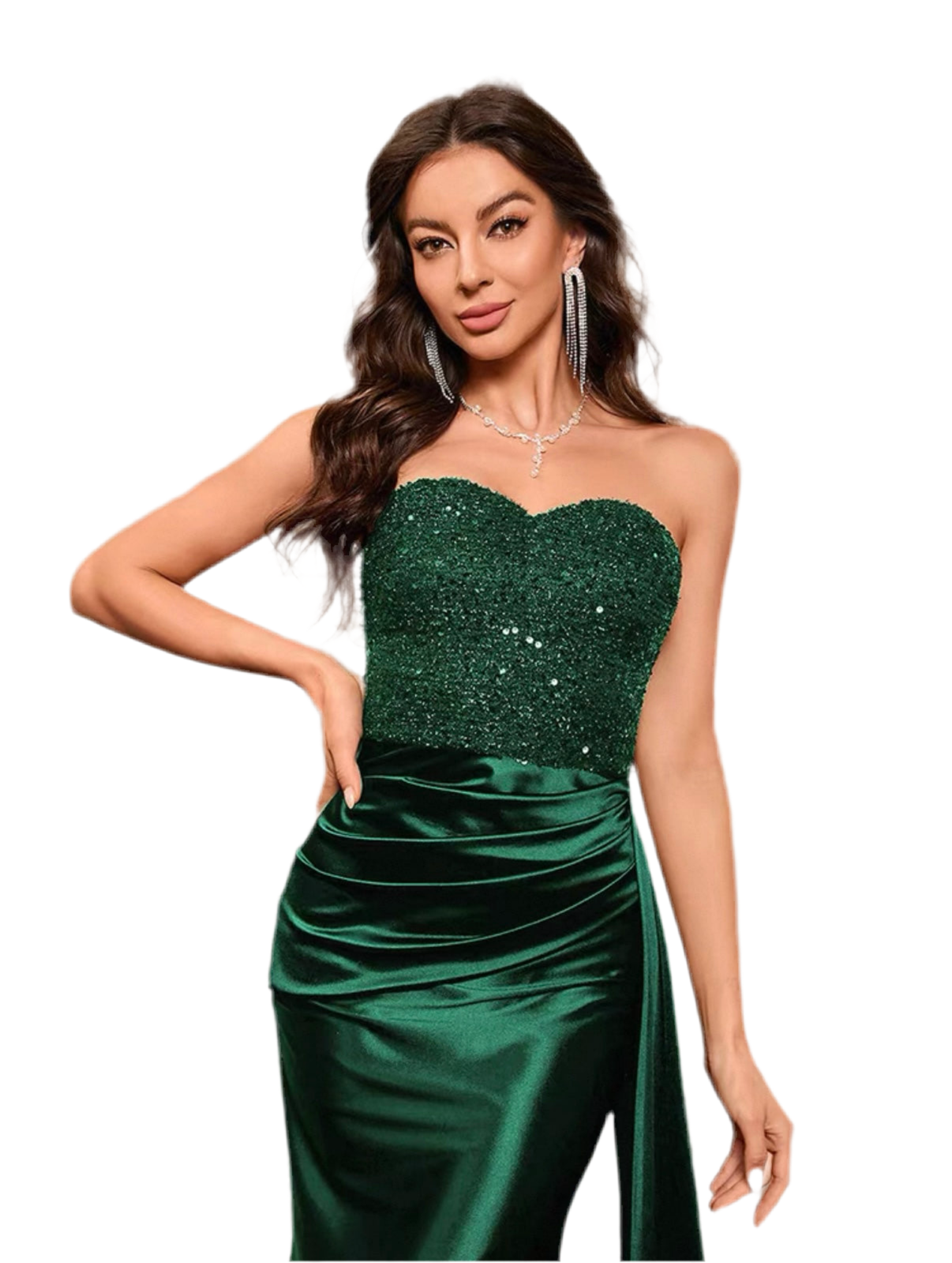 Enchantment Sequin Satin Maxi Dress