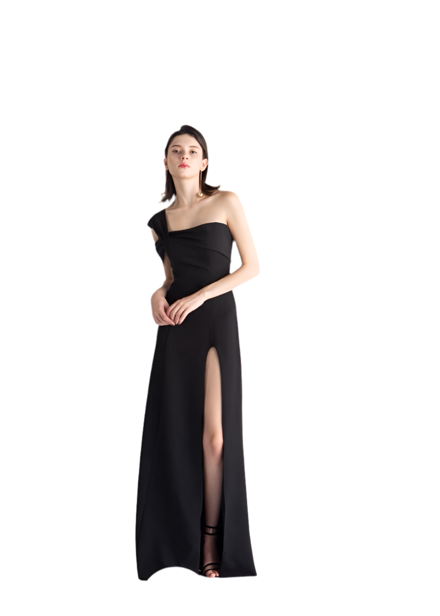 Elegant One-Shoulder Slit Maxi Dress