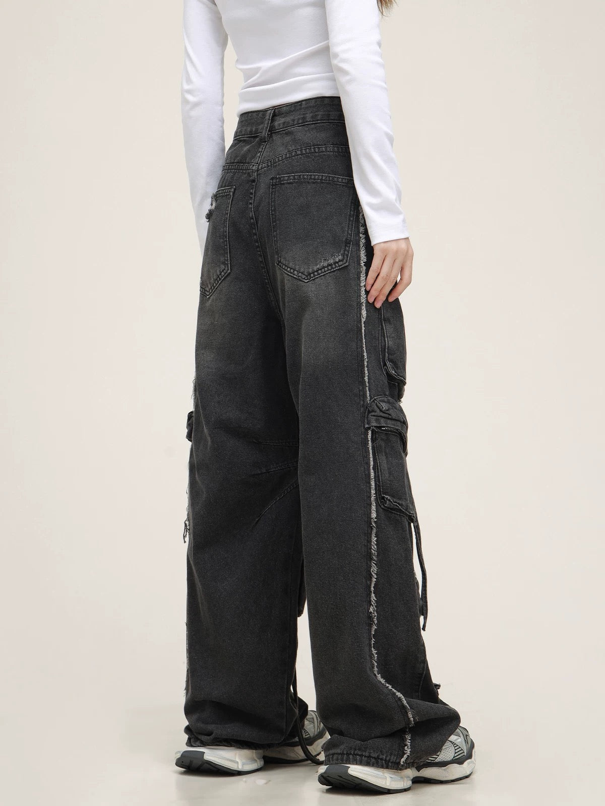 Unisex Multi-Pocket Ripped Cargo Pants