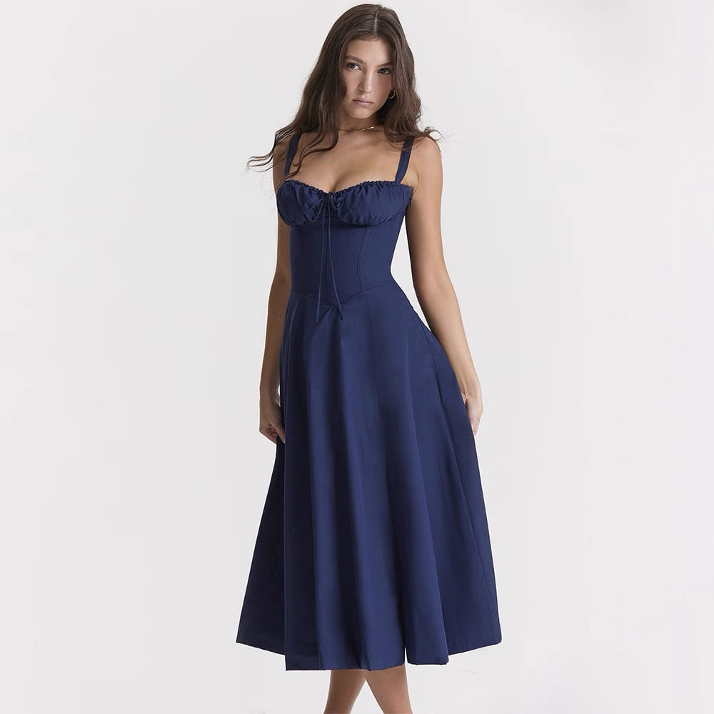 Sexy Cinched Waist Slim Slit Midi Dress