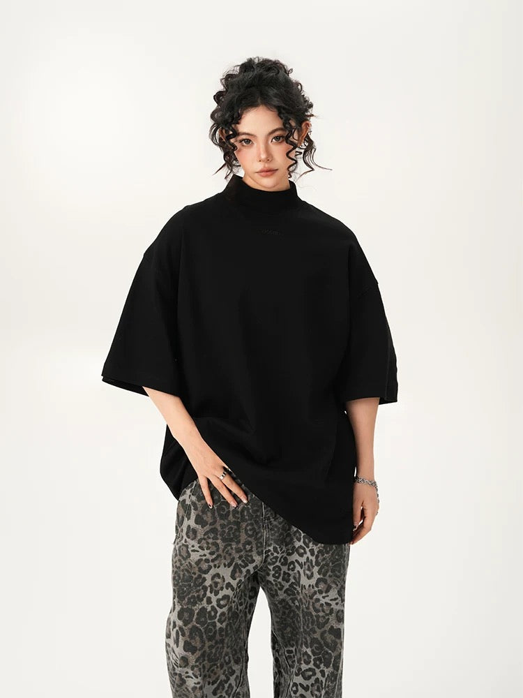 Unisex Casual Oversized Turtleneck T-shirt