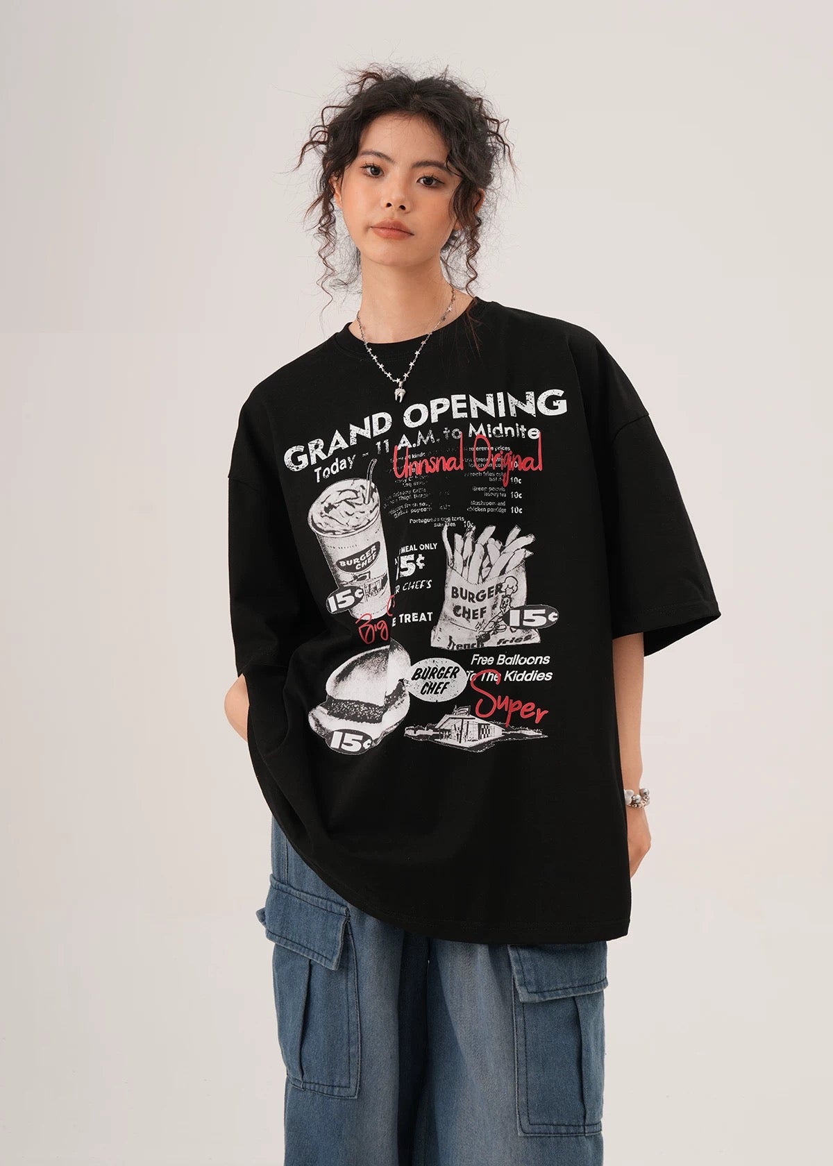 Unisex Summer Casual Retro Burger Graphic Tshirt