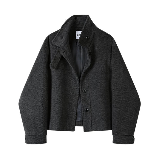 Classic High-Neck Wool Blend Jacket