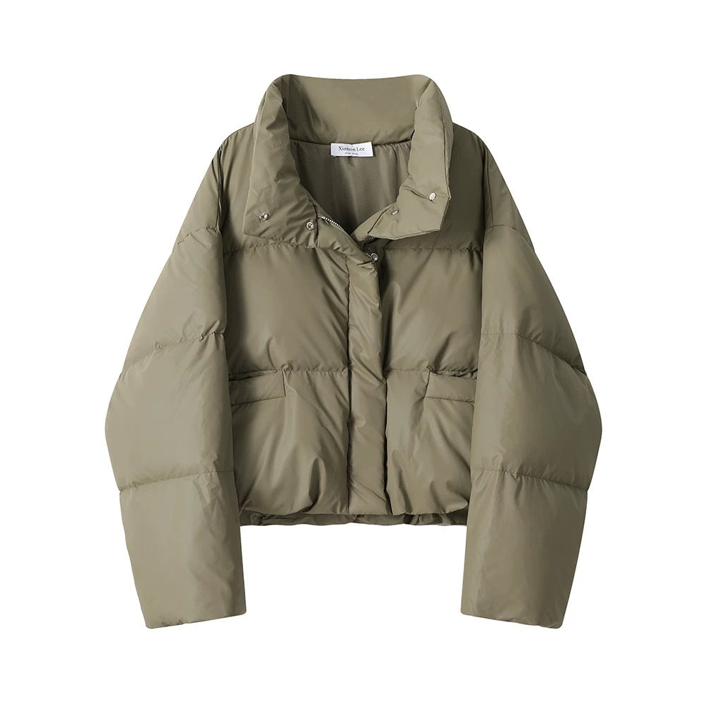 High-Neck Cropped Puffer Jacket