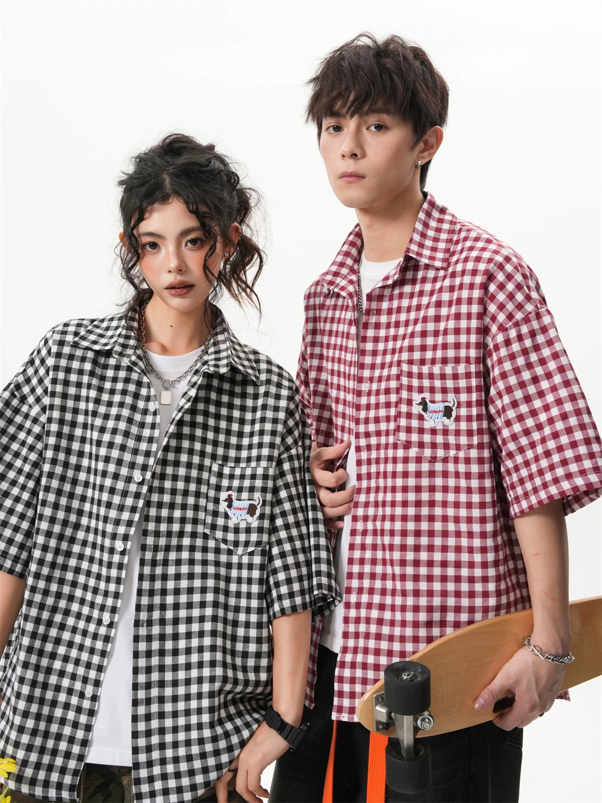 Unisex Plaid Cuban Collar Summer Casual Shirt