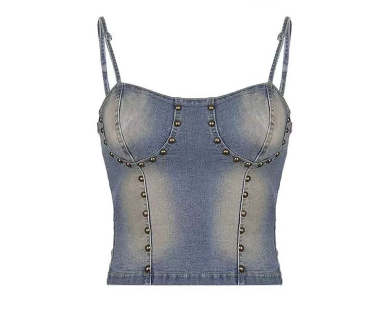 Denim Top & Ruffle Skirt Set