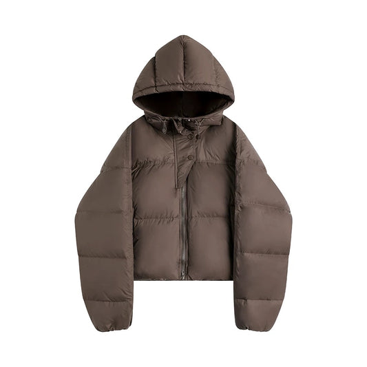 Cropped Hooded Puffer Winter Jacket