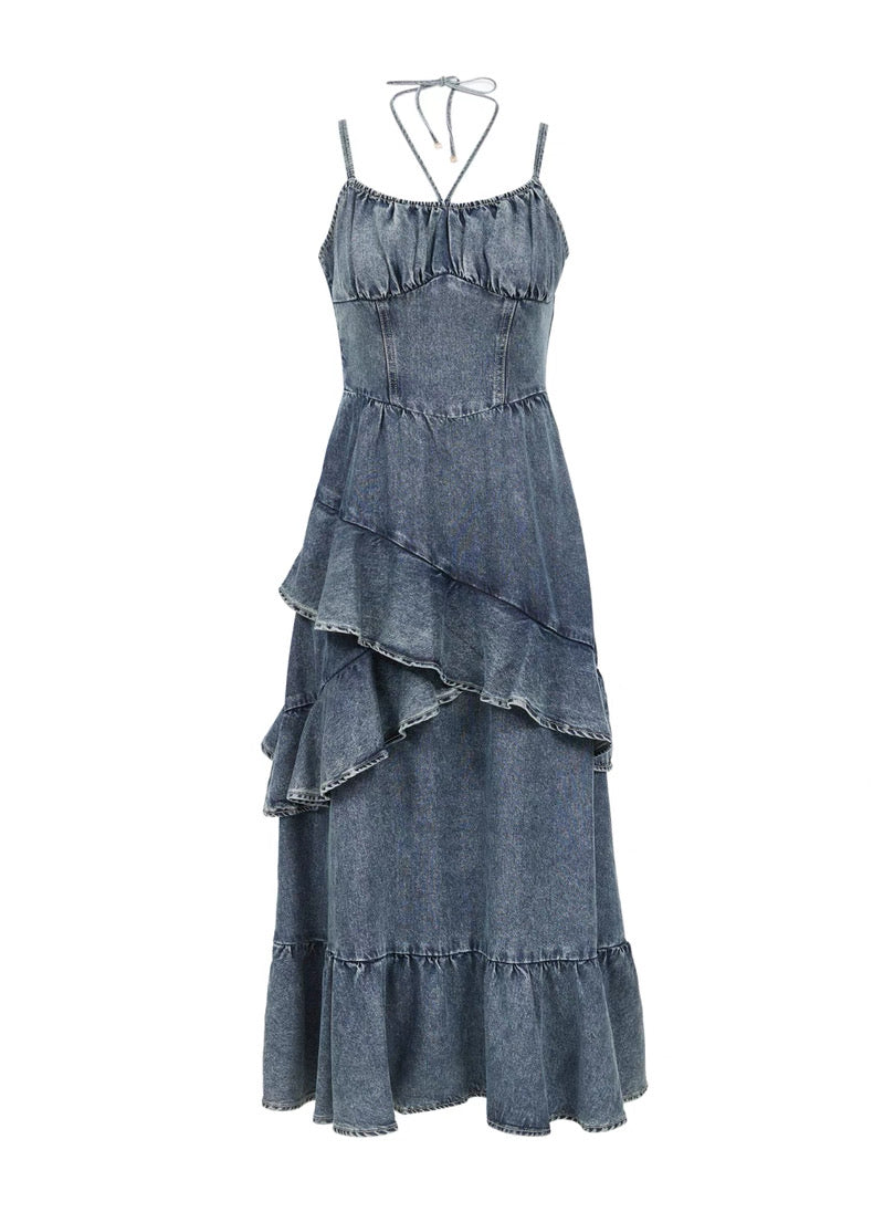 Stylish Summer Denim Maxi Dress