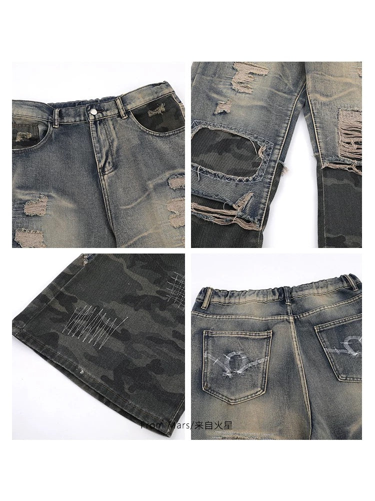 Rugged American Street Ripped Jeans
