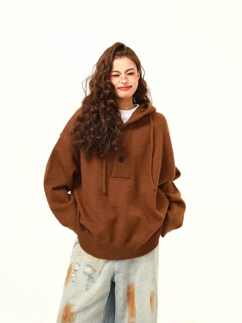 Cozy Oversized Knit Hoodie Pullover