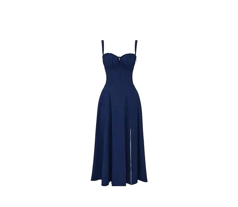 Sexy Cinched Waist Slim Slit Midi Dress