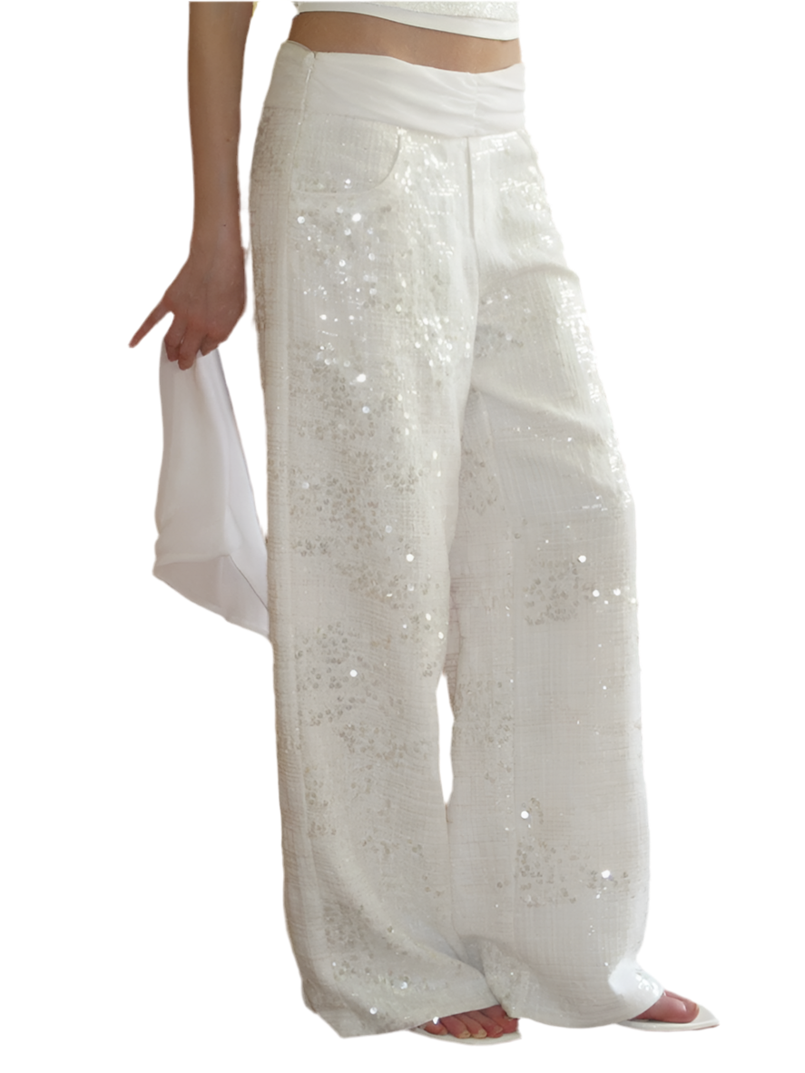 Luxe Pleated Linen Palazzo Trousers