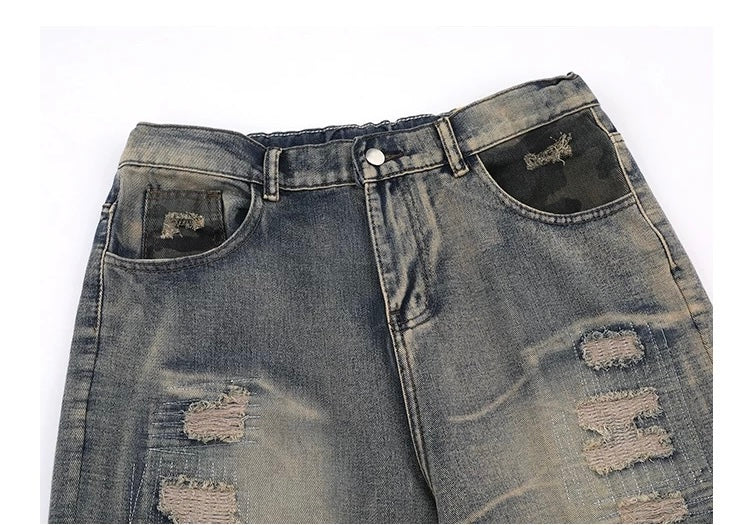 Rugged American Street Ripped Jeans