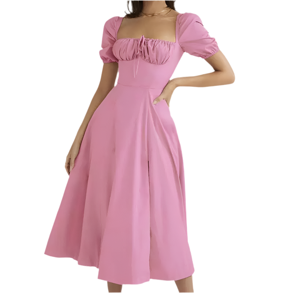 Elegant Bubble Sleeve Midi Dress