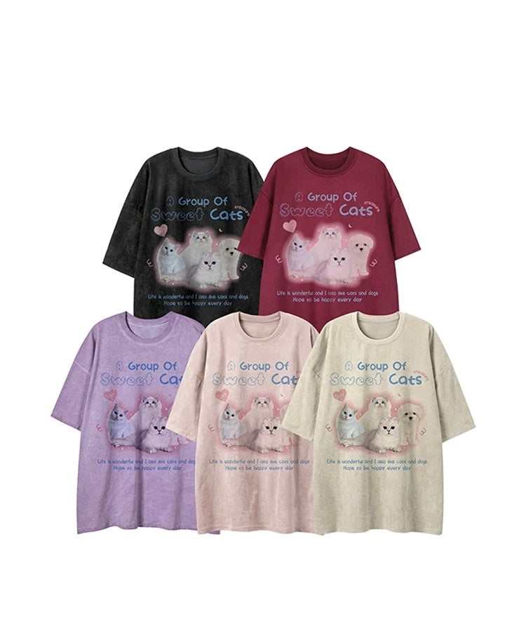 Sweet Cat Crew Print Tee