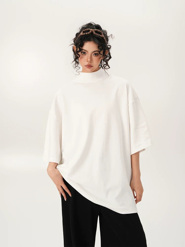 Unisex Casual Oversized Turtleneck T-shirt