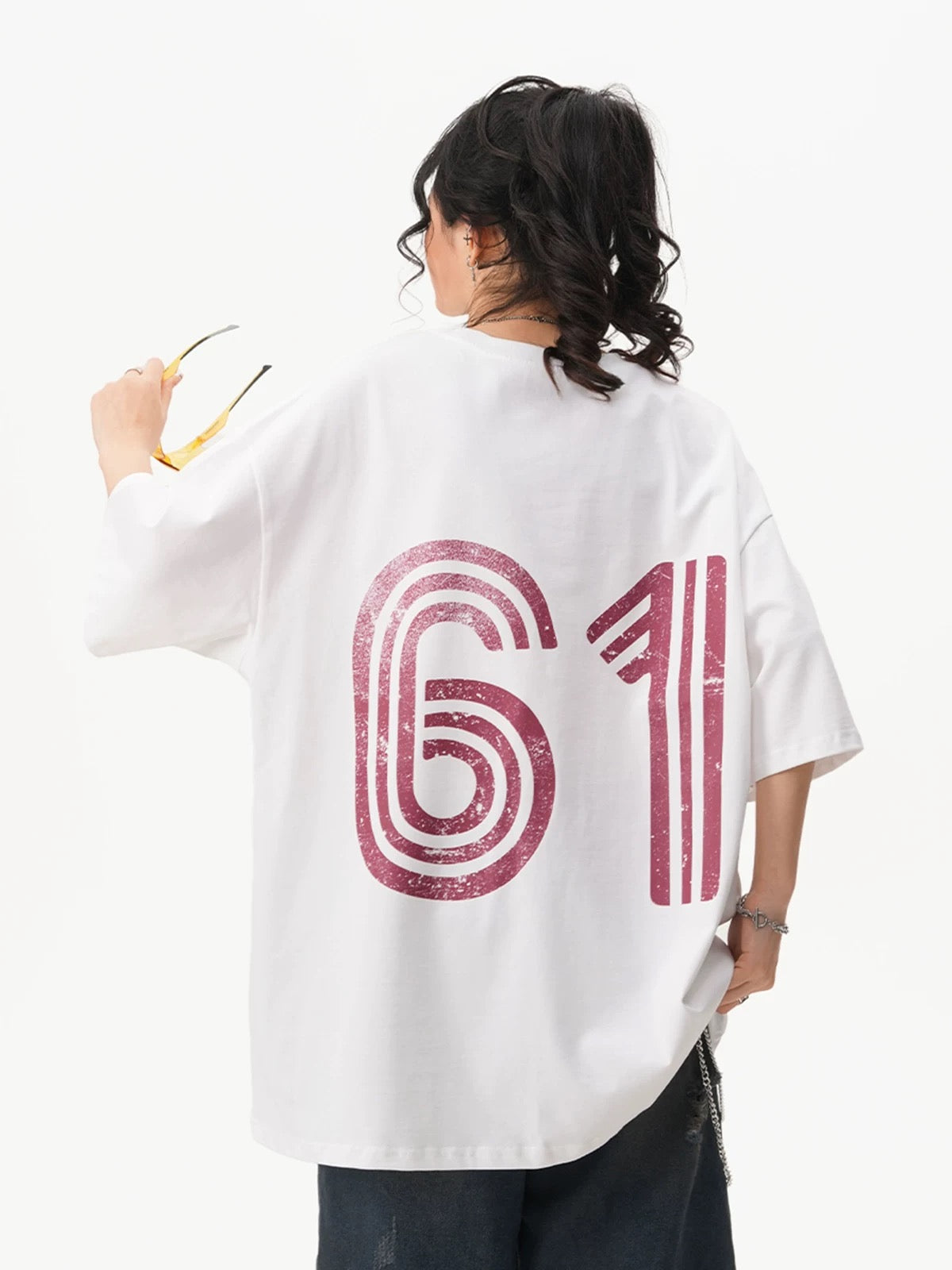 Washed Black Graphic Tee Casual Oversized