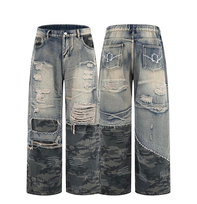 Rugged American Street Ripped Jeans