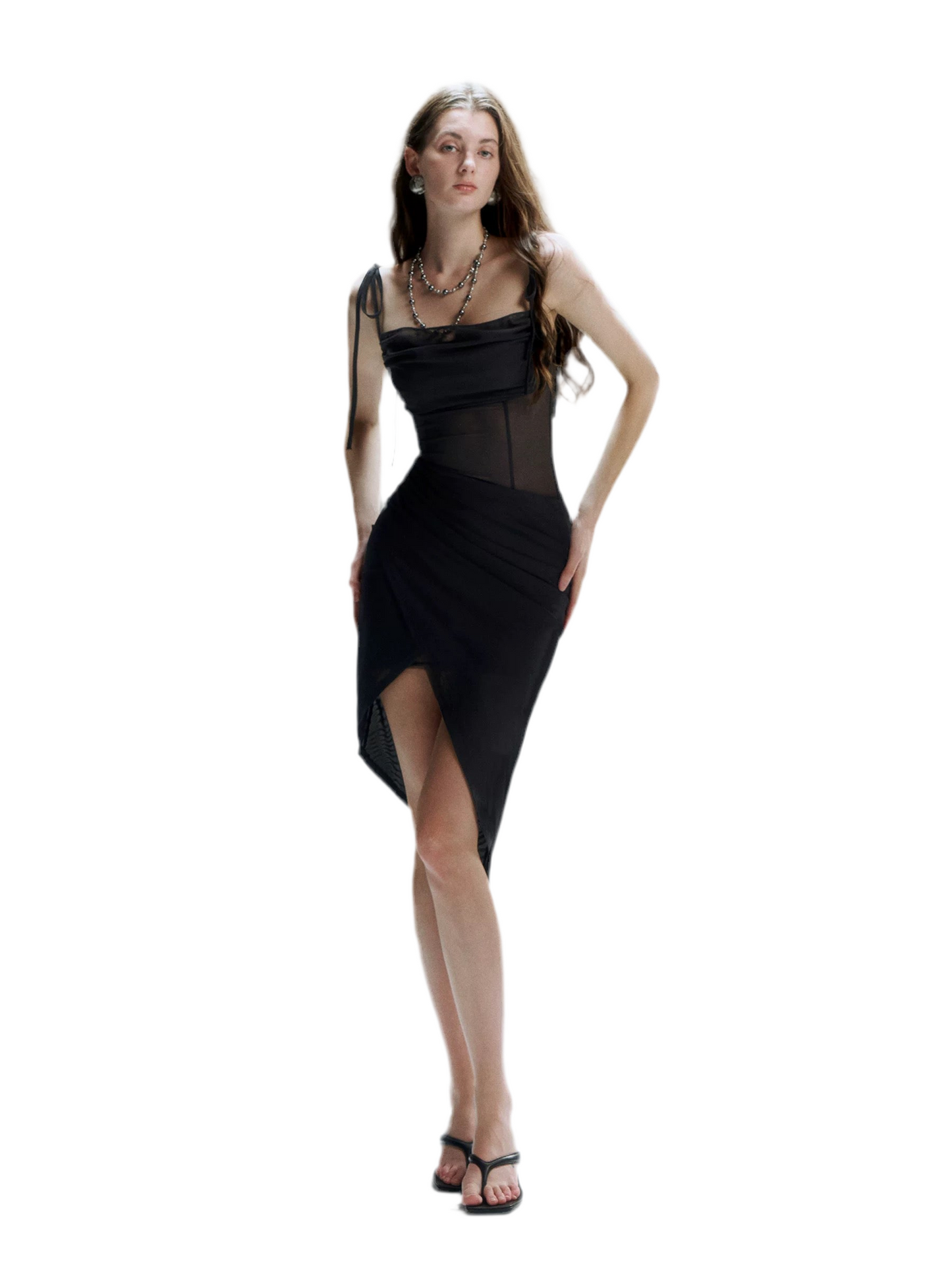 Ruched Bodycon Tie Strap Dress