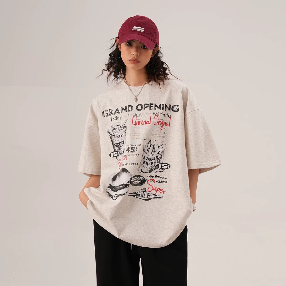 Unisex Summer Casual Retro Burger Graphic Tshirt