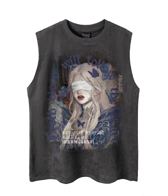 Oversized Graphic Casual Tank Top