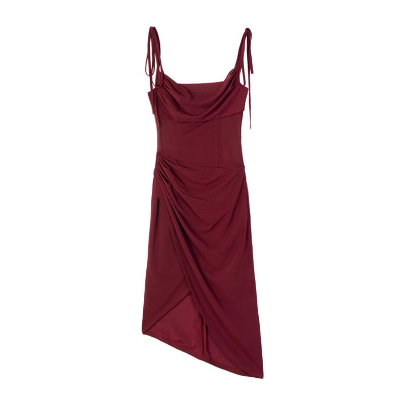 Ruched Bodycon Tie Strap Dress