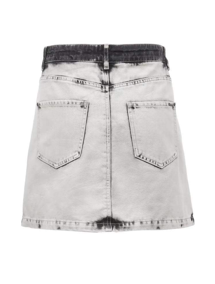 Distressed Denim Jacket & Skirt Set