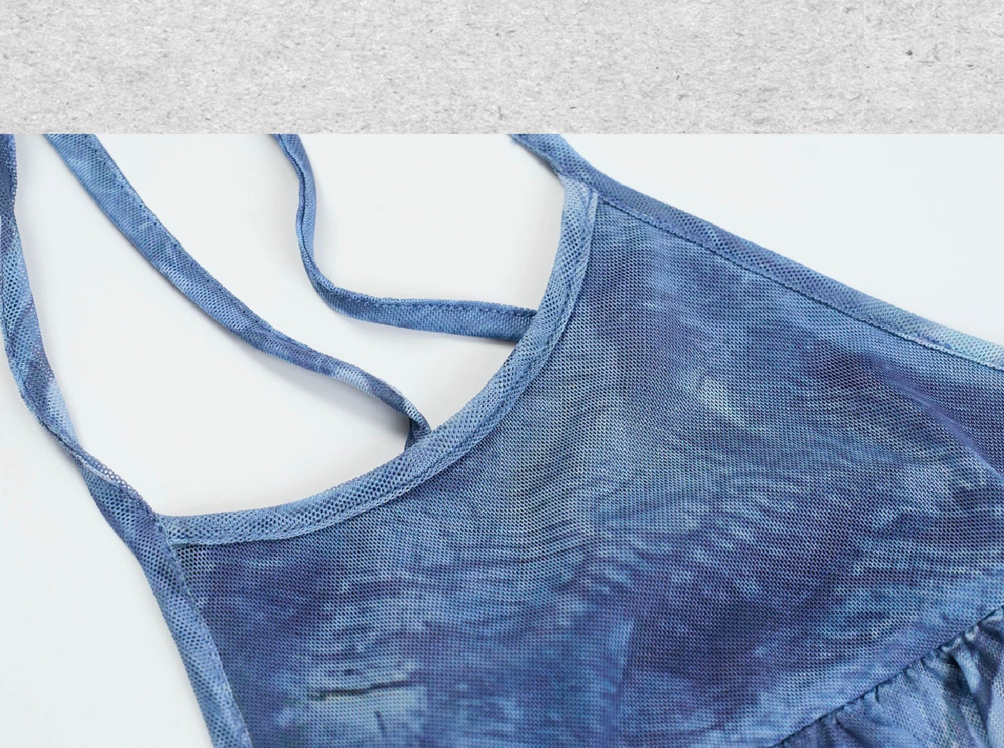 Blue Printed Asymmetrical Resort Dress