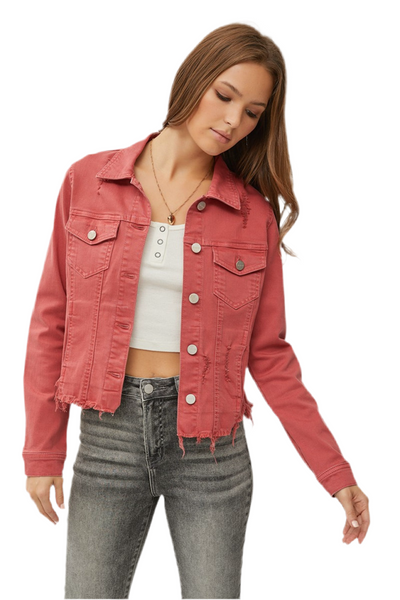 Button Up Cropped Denim Jacket