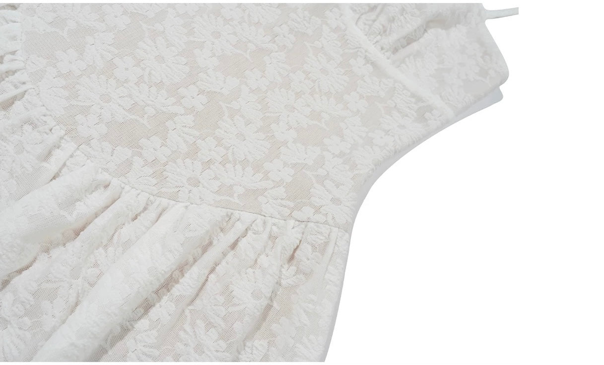 French Lace White Maxi Dress