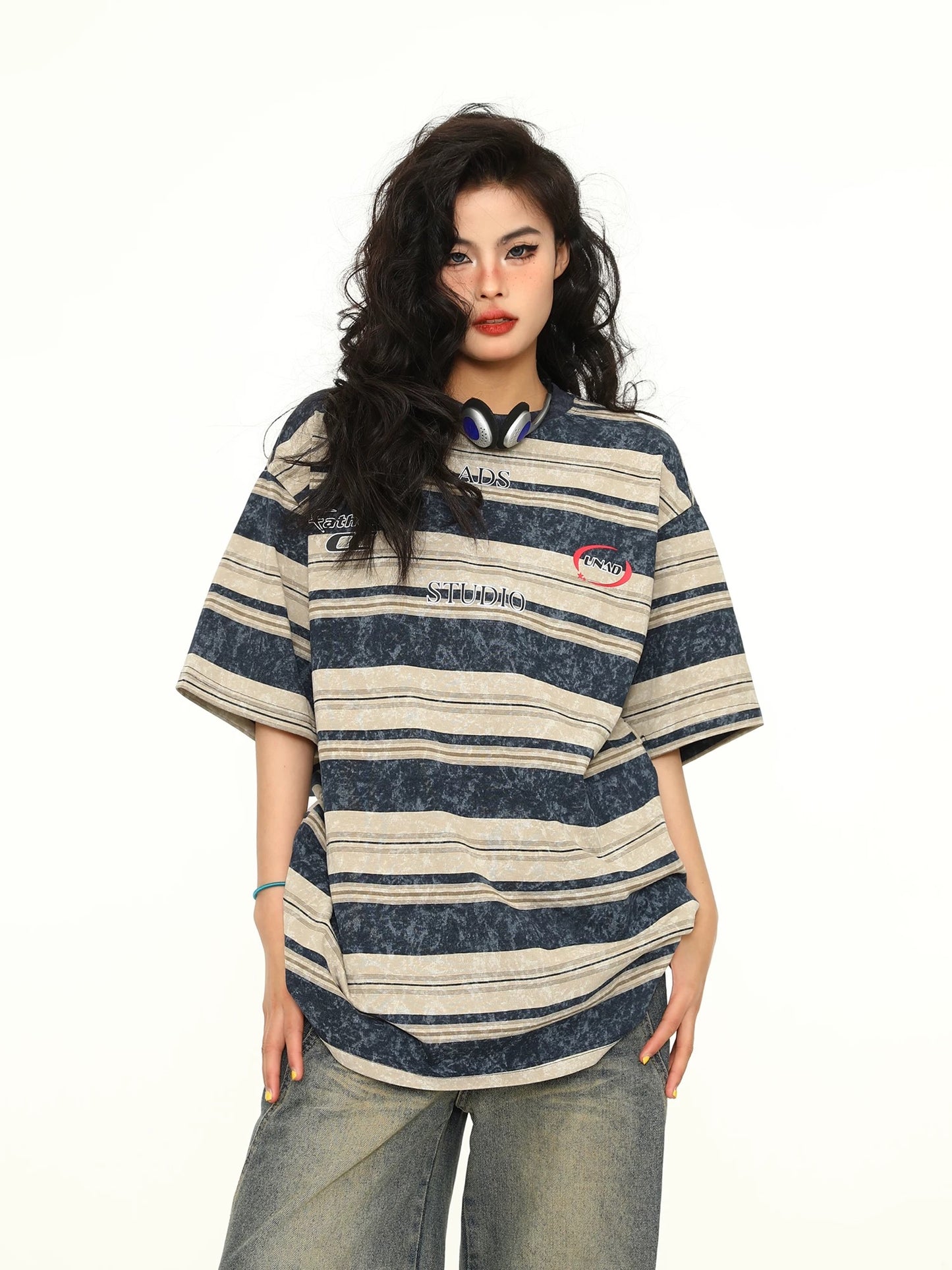 Vintage Striped Oversized Street Tee