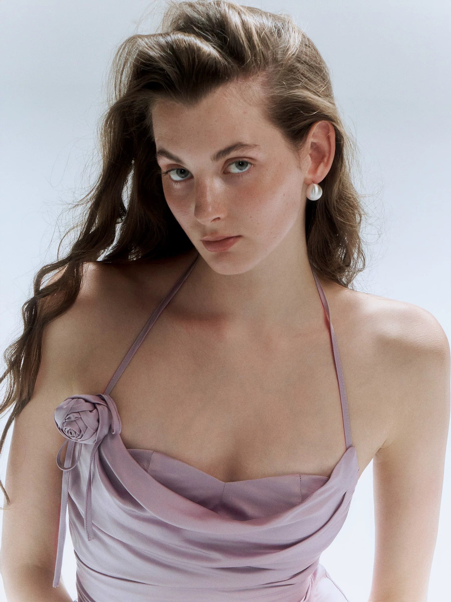 Twilight Bloom Satin Mini Dress