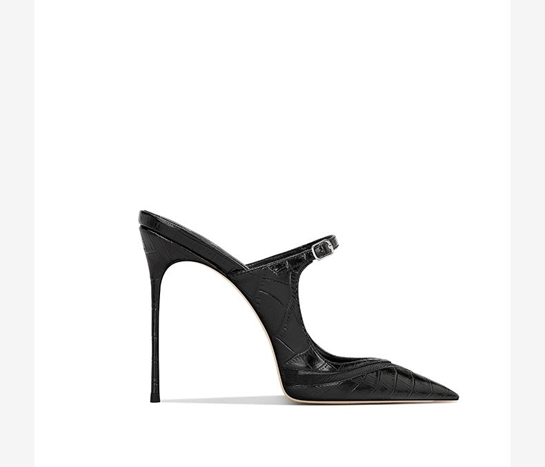 Luxe Croc-Effect Mule Stilettos