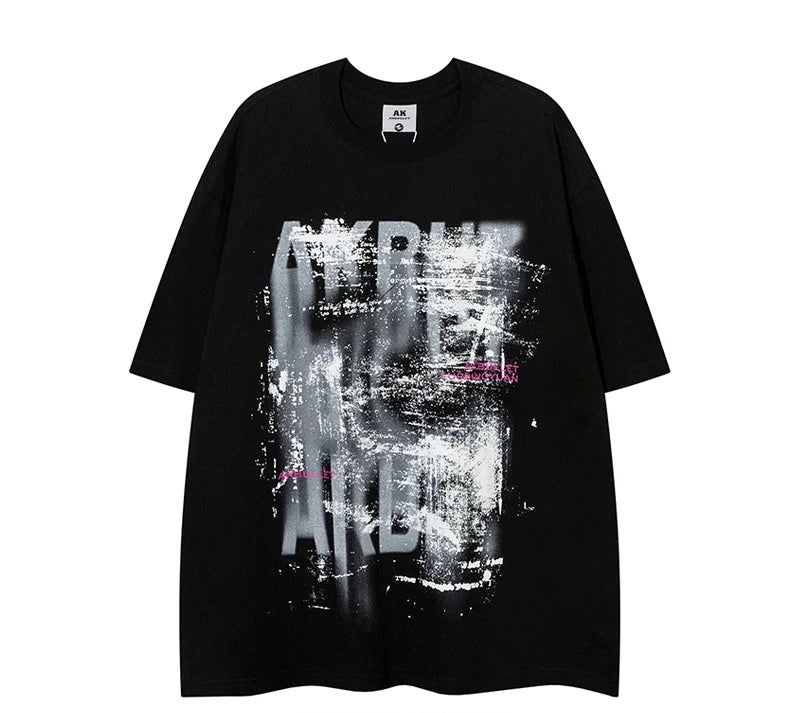 Casual High Street Abstract Graffiti Oversized Tee