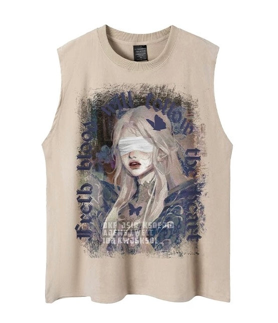 Oversized Graphic Casual Tank Top