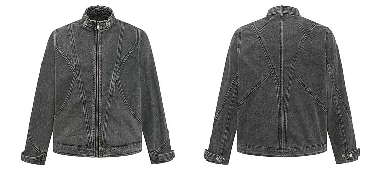Unisex High-Street Dark Grey Denim Jacket