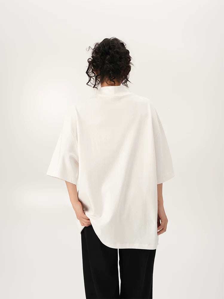 Unisex Casual Oversized Turtleneck T-shirt