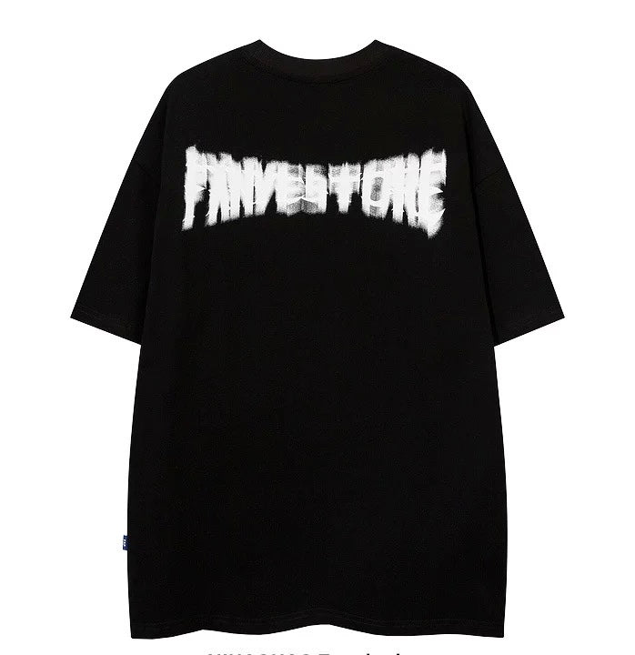 Oversized Retro Graphic Tee Front Back Design