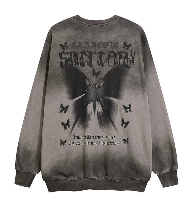 Oversized Retro Butterfly Graphic Front BackTee