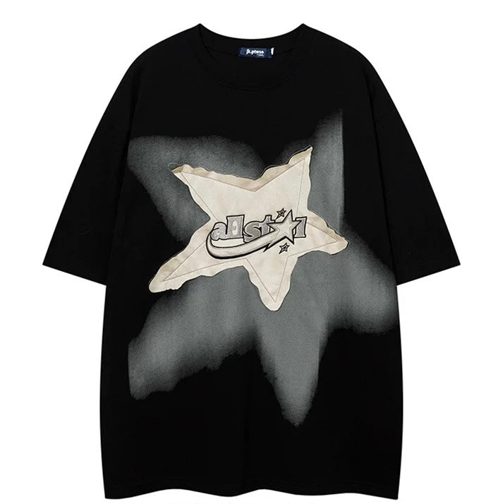 Oversized Star Applique Graphic Tee