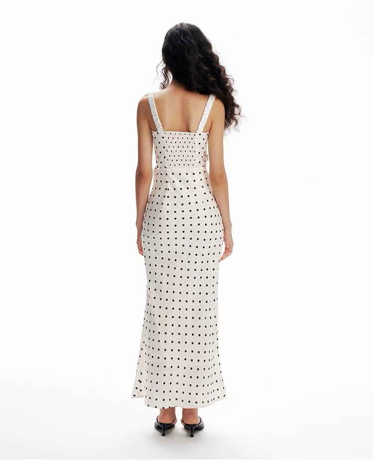 Sleeveless Polka Dot Bodycon Maxi Dress